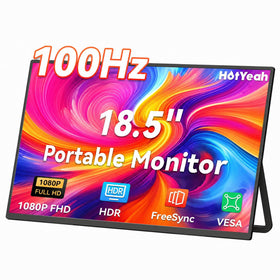 HotYeah portable monitor in setup view delivering crisp 1080p clarity for multitasking on the go.