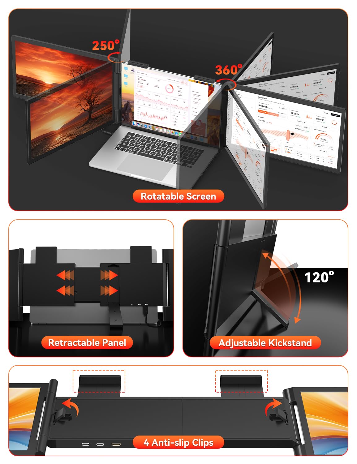 HotYeah retractable panel and clip attach securely to the laptop.