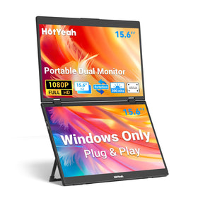 HotYeah triple-screen setup shows portable workstation with expanded visual space for multitasking.