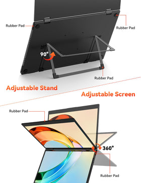 HotYeah vertical stack saves desk space on a portable multi-screen setup.