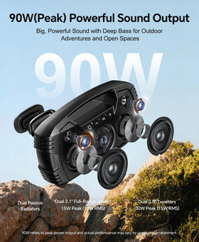 Houl Zallee 90W peak sound system with bright highs and bass