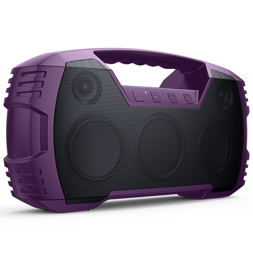 Houl Zallee IPX7 speaker front view in purple for outdoor listening