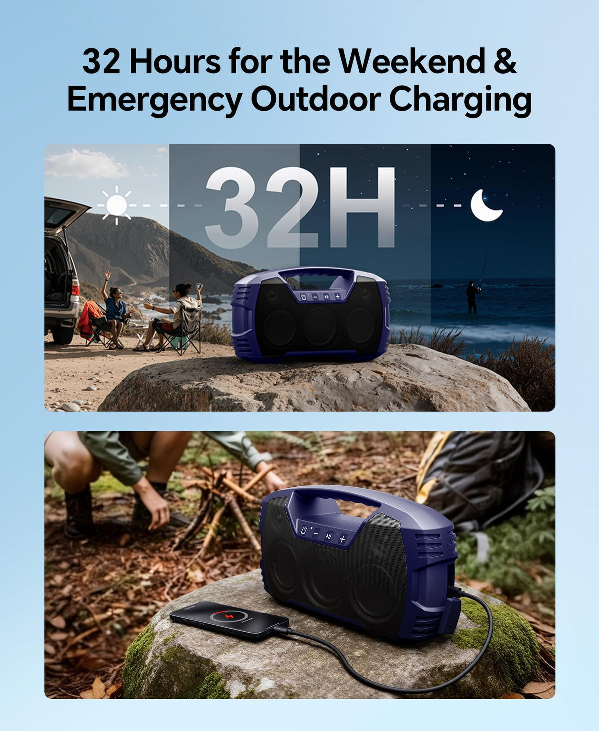 Houl Zallee rugged design with carry handle for easy transport on hikes and trips.