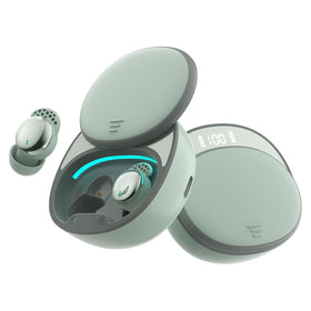 Houlyn front packaging in mint green showing earbuds and case, highlights comfort