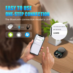 Houlyn earbuds on a bedside table in a bedroom setting promoting peaceful sleep