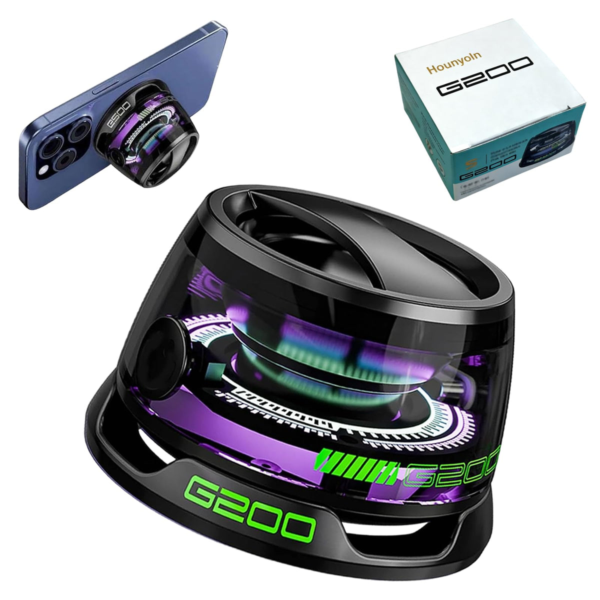 Hounyoln G200 front view with RGB lighting for party ambience.