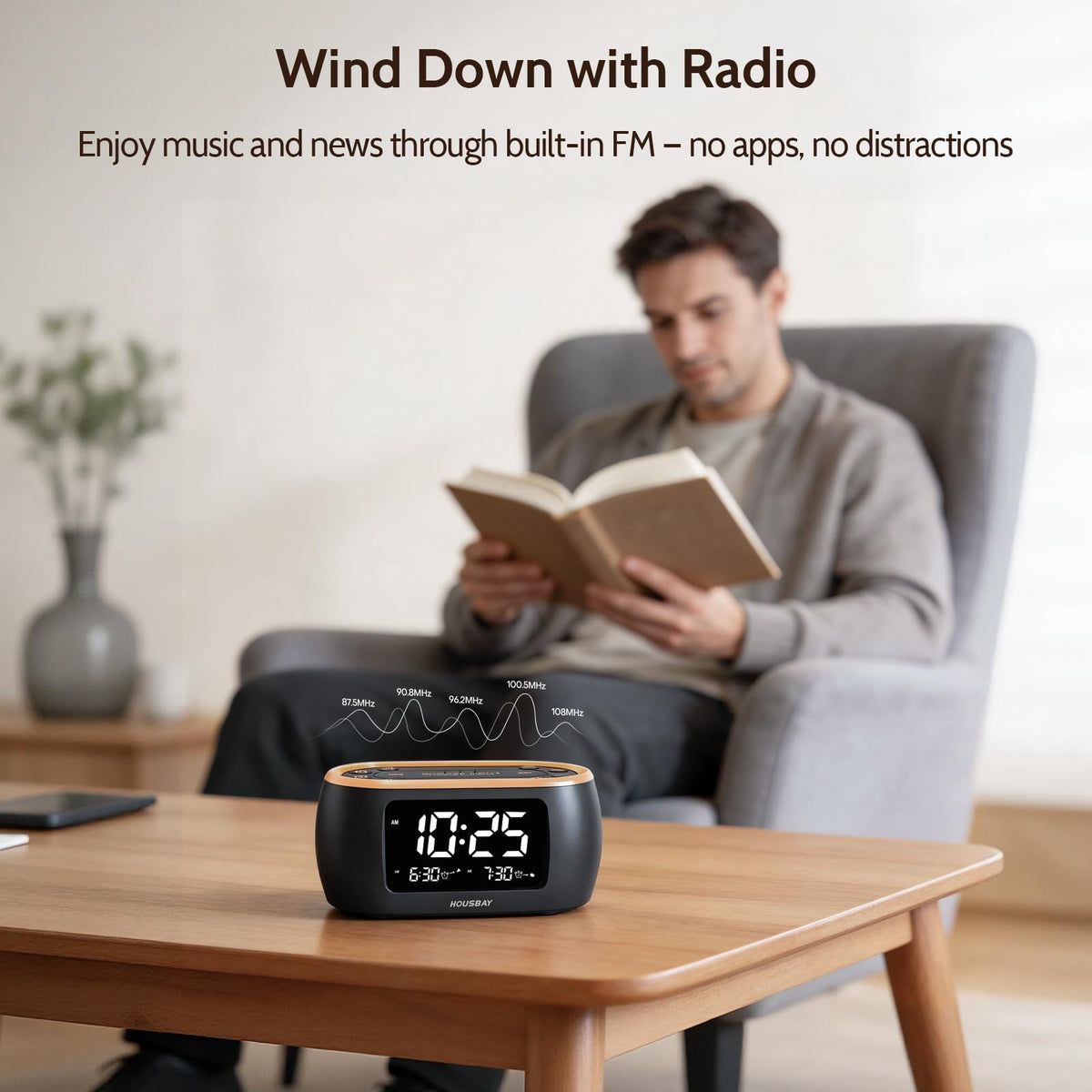 HOUSBAY FM radio dial for convenient daytime listening without a phone