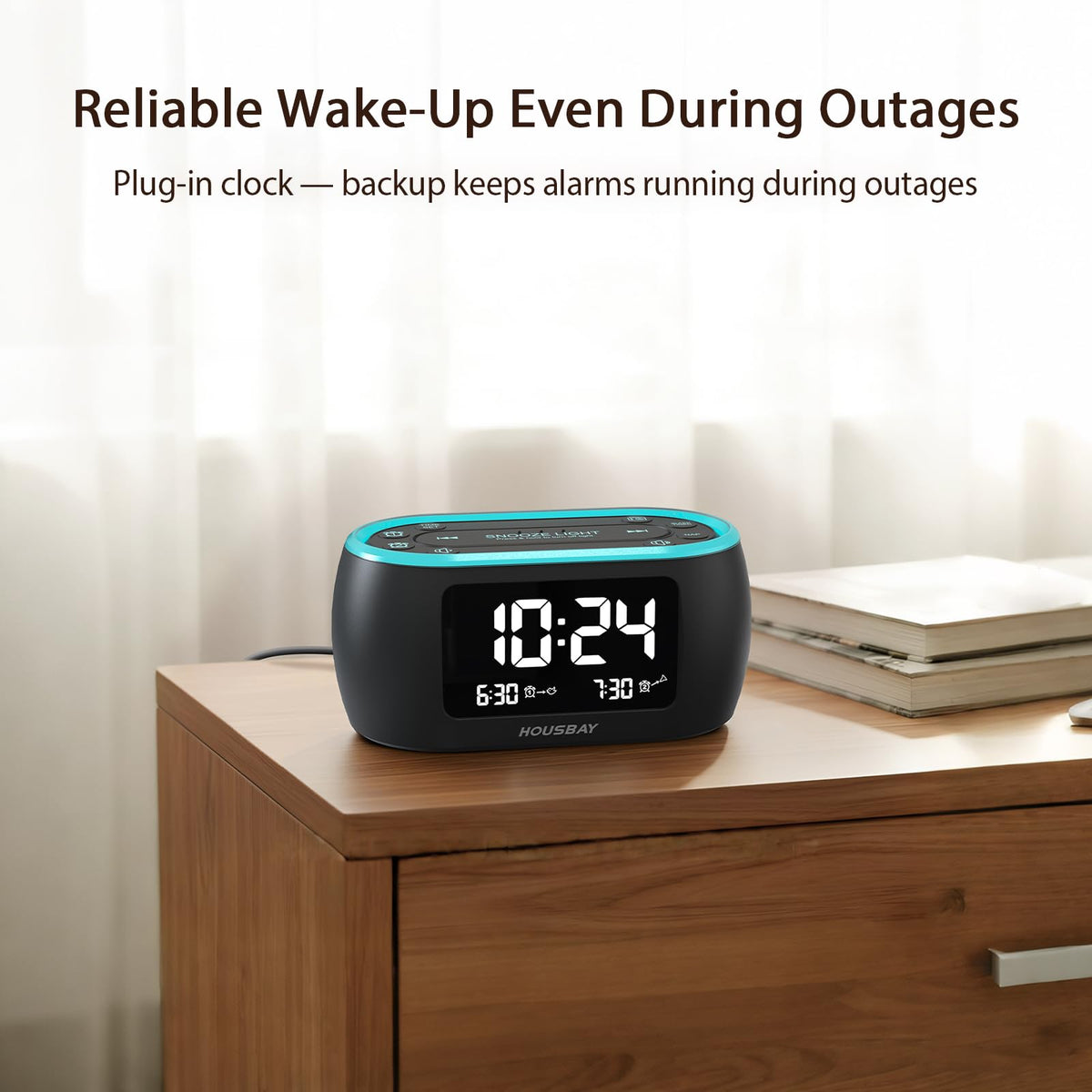 HOUSBAY plug‑in adapter included for fast, simple setup