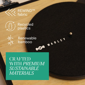 House of Marley Revolution turntable 98% recycled slipmat supports eco-friendly listening.