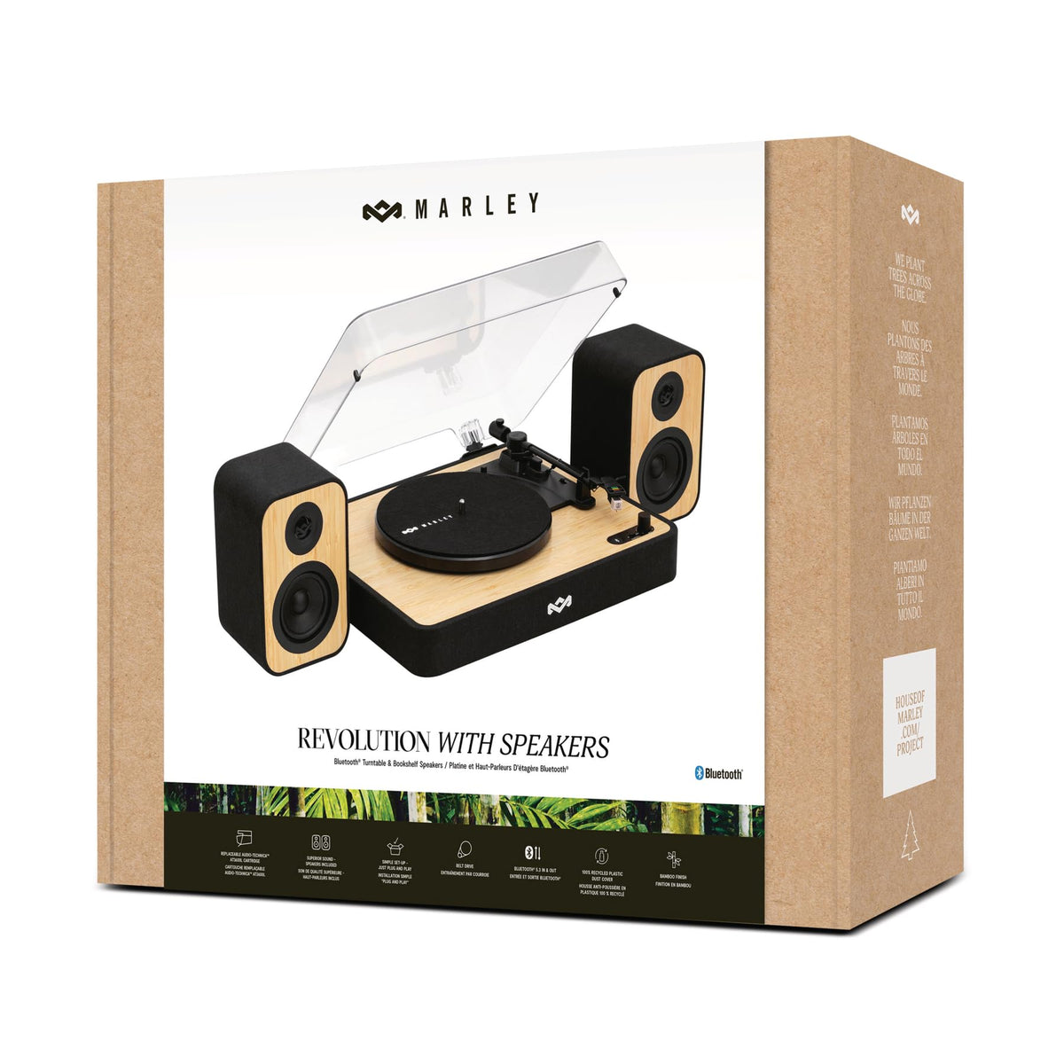 House of Marley Revolution turntable with RCA output for flexible connections.