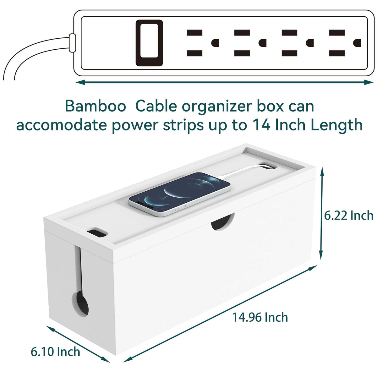 HoVoit bamboo cable box lid doubles as a tray for devices.