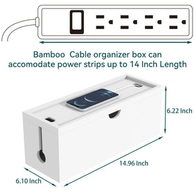 HoVoit bamboo cable box lid doubles as a tray for devices.