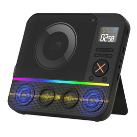 HOVOYNN portable CD player with Bluetooth and RGB light enhances desk ambience and music.