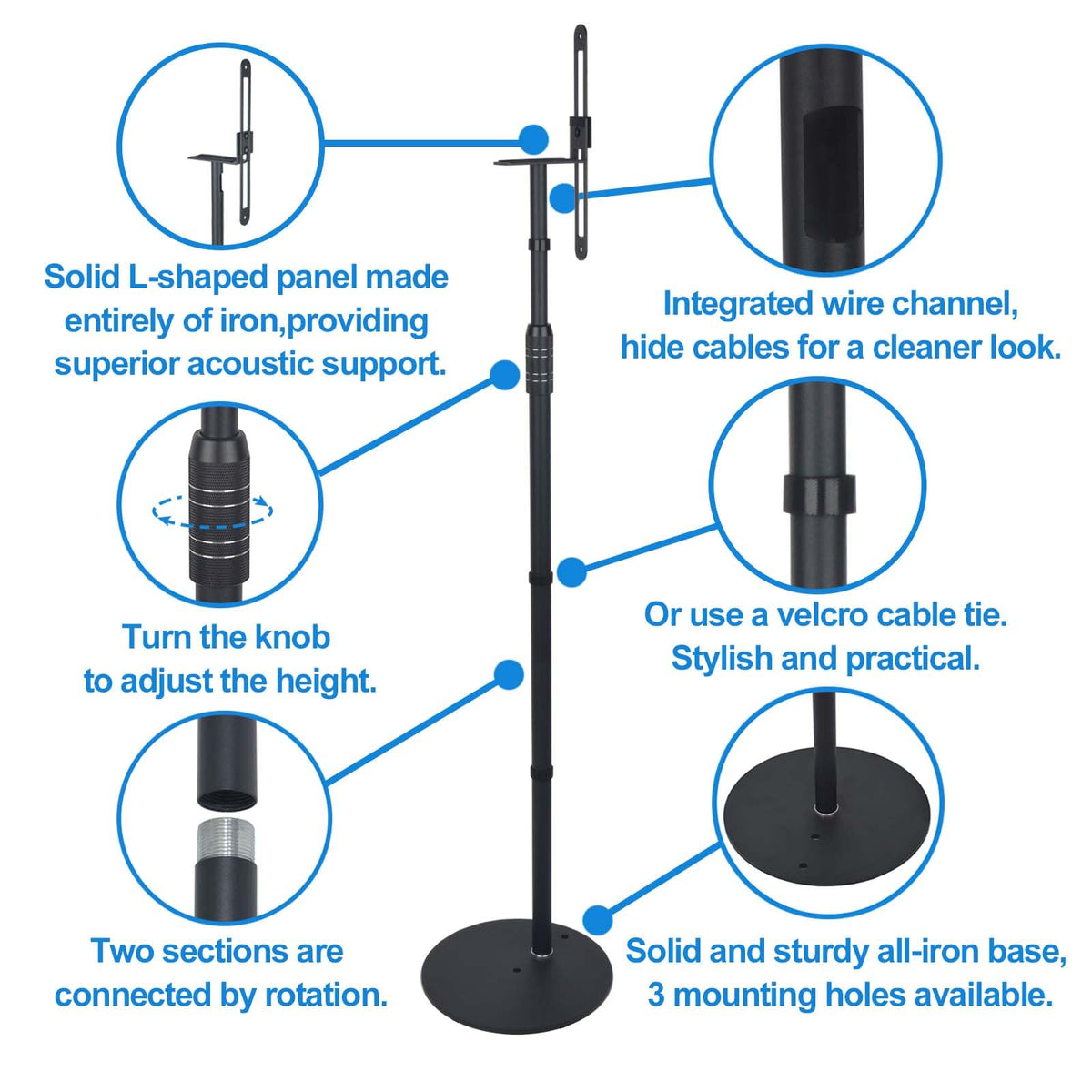 Howonder speaker mounted on stand illustrating secure attachment and clarity