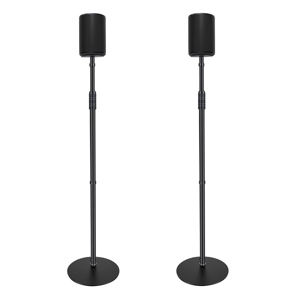 Howonder front view of speaker stand showing stable base and modern look benefit placement