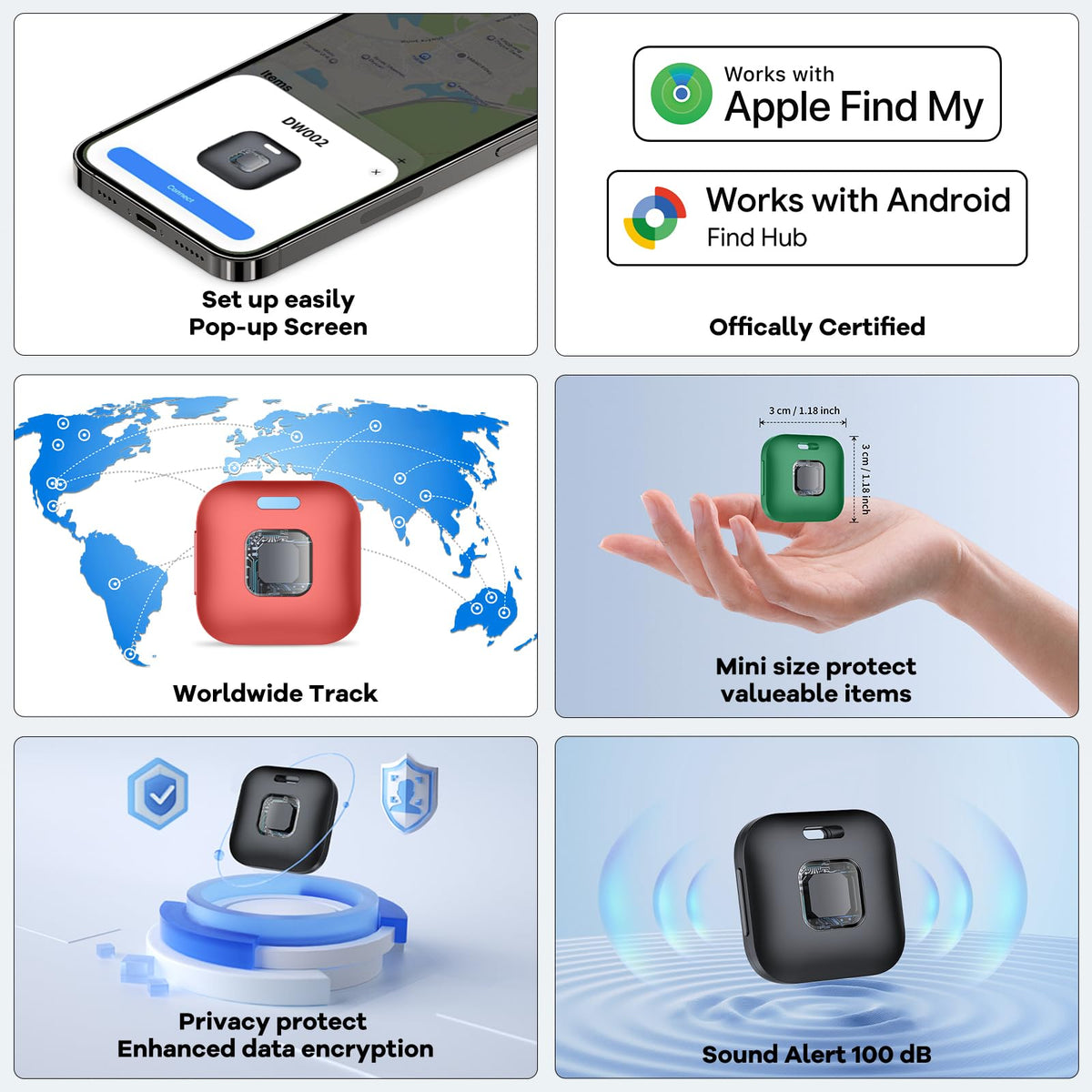 Hoxe DW002 Apple Find My compatibility enables seamless locating