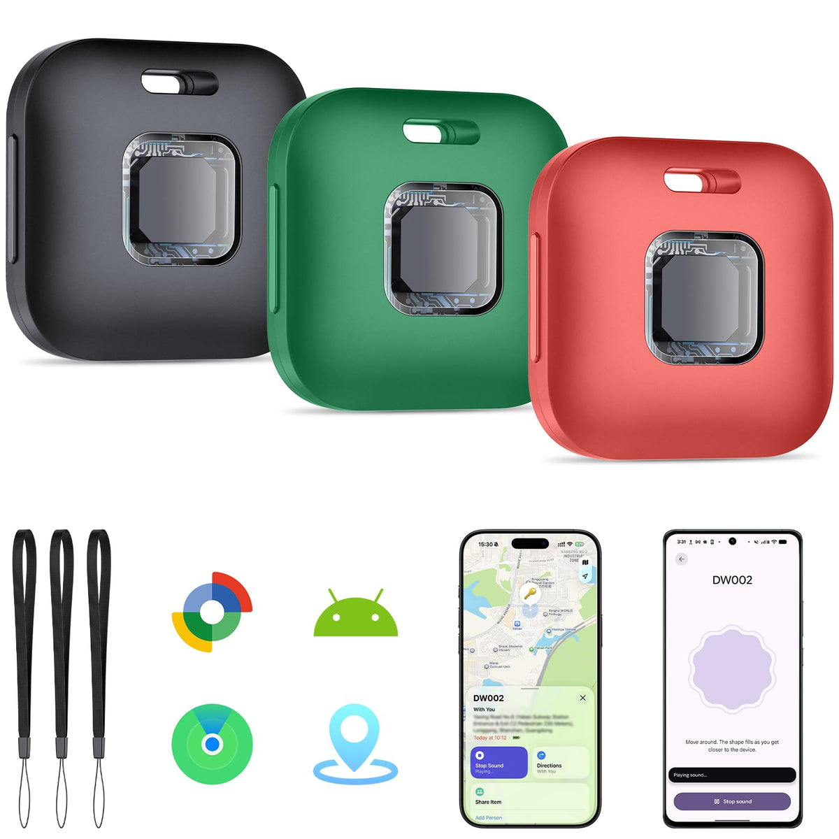 Hoxe DW002 colorful trio pack for easy item tracking in daily life