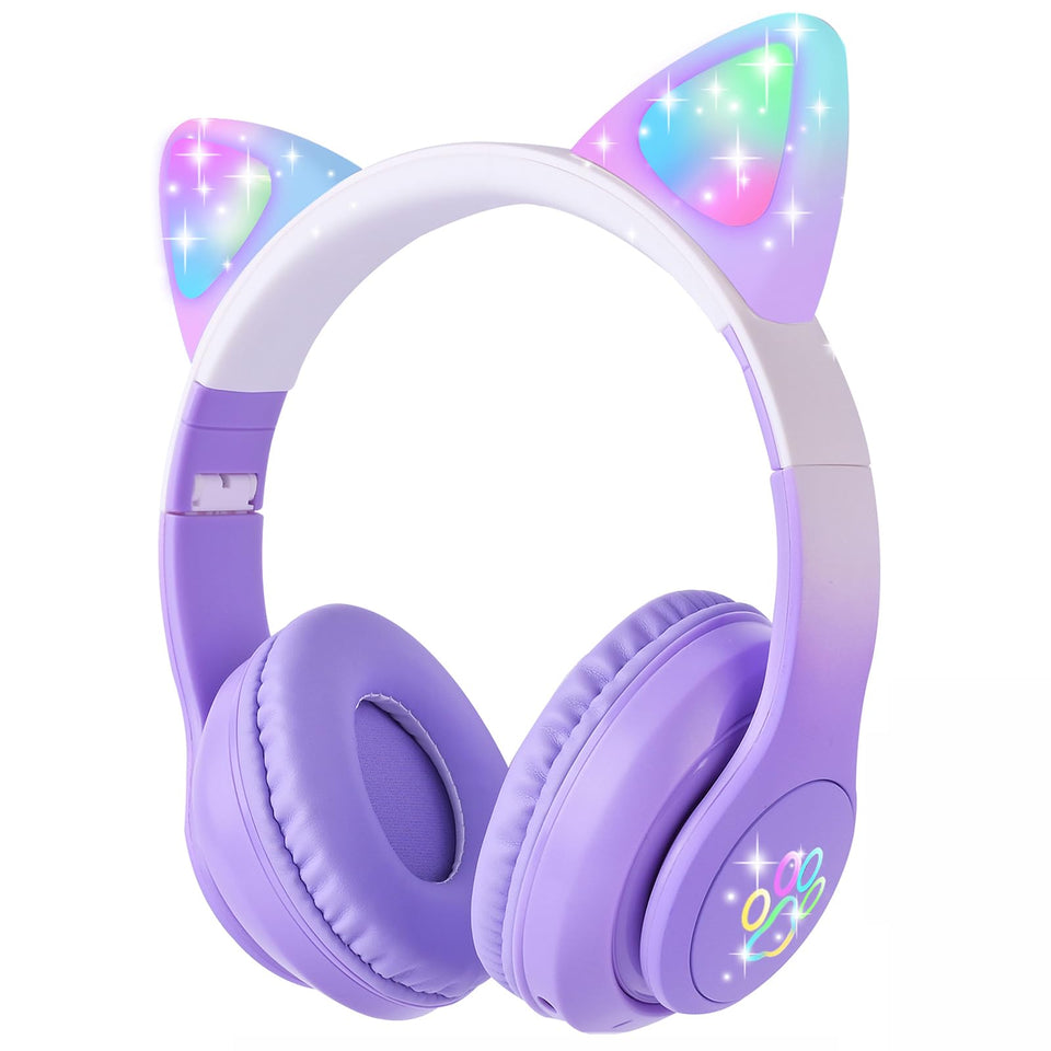 HOYJACY Kids headphones with LED cat ears for immersive music experiences