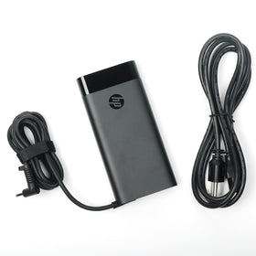 HP adapter front view showing model and secure power delivery