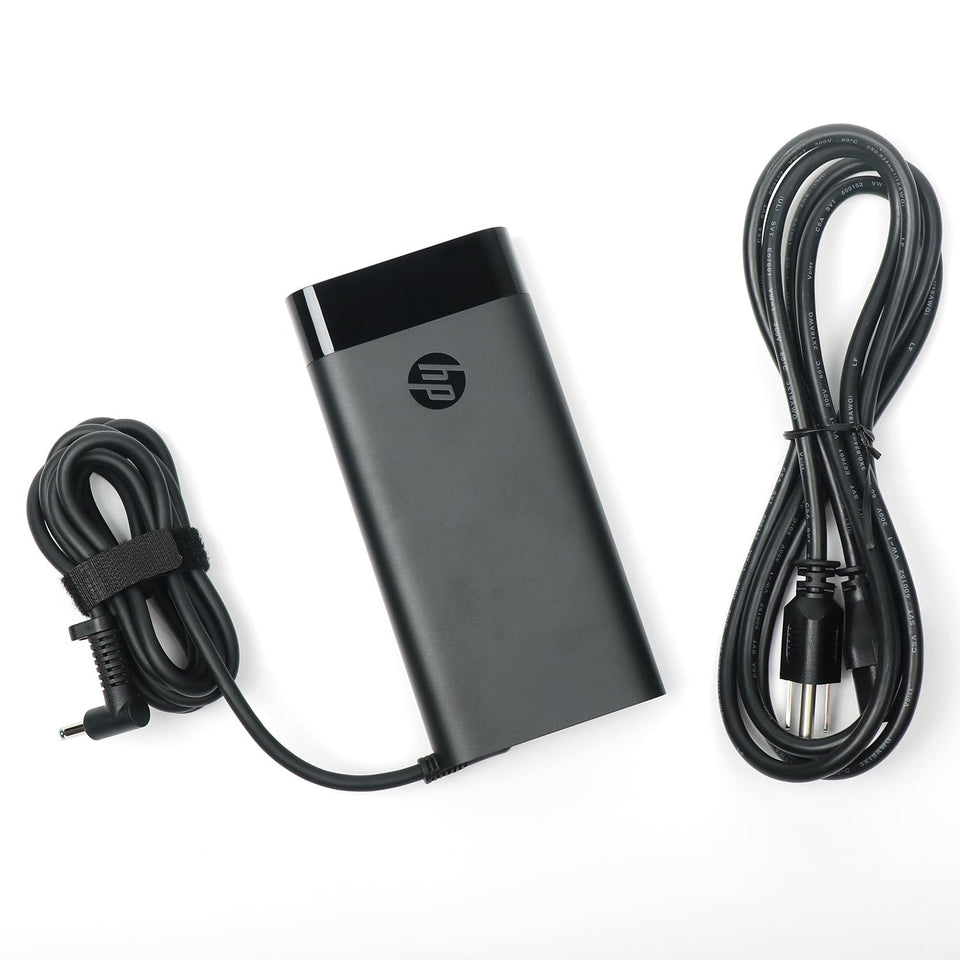 HP adapter front view showing model and secure power delivery