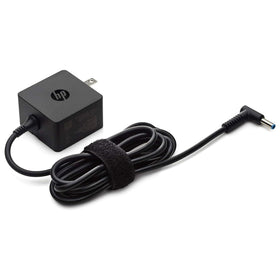 HP 45W travel power supply in use with laptop for on-site productivity