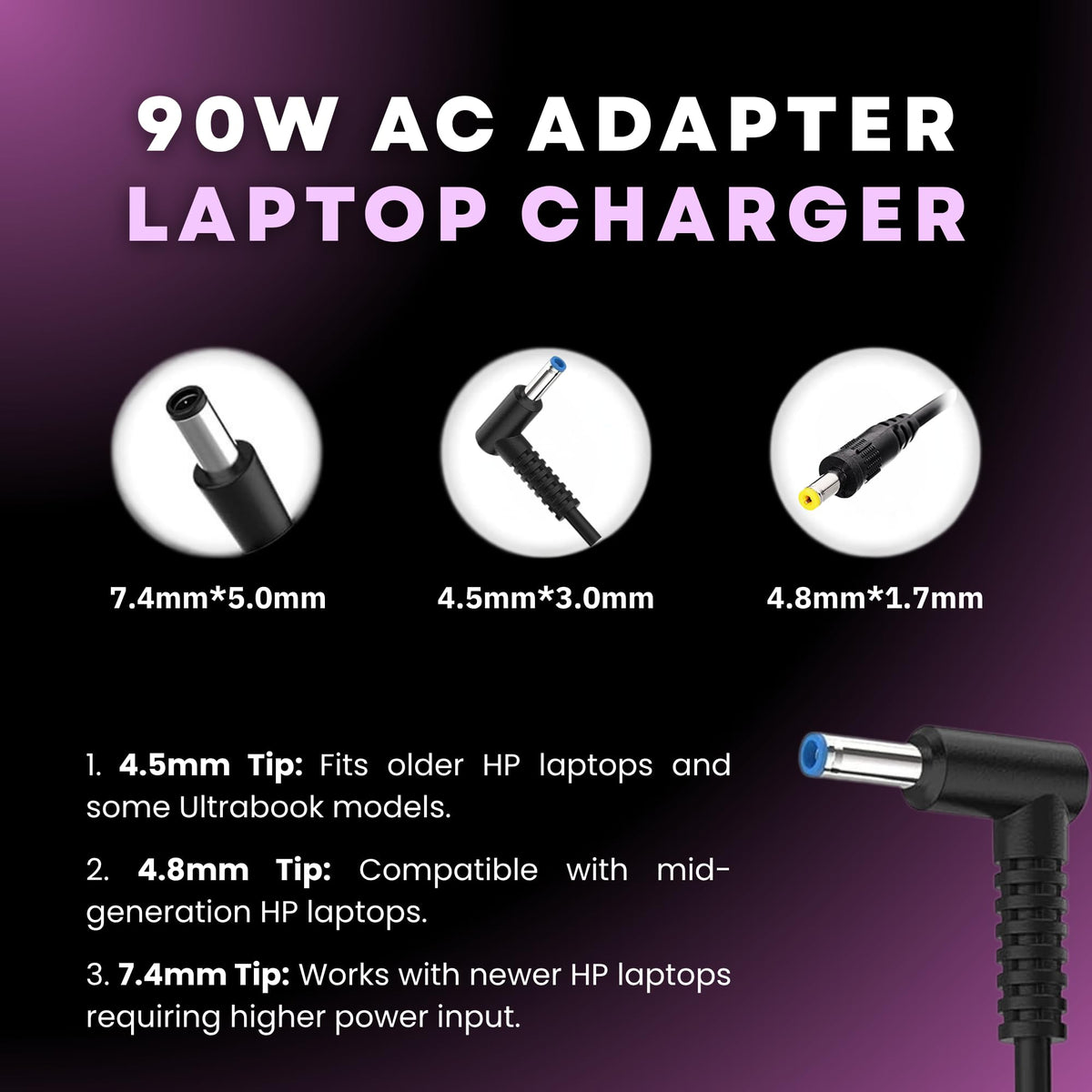 HP 90W charger USB-A port enables charging laptop and phone simultaneously