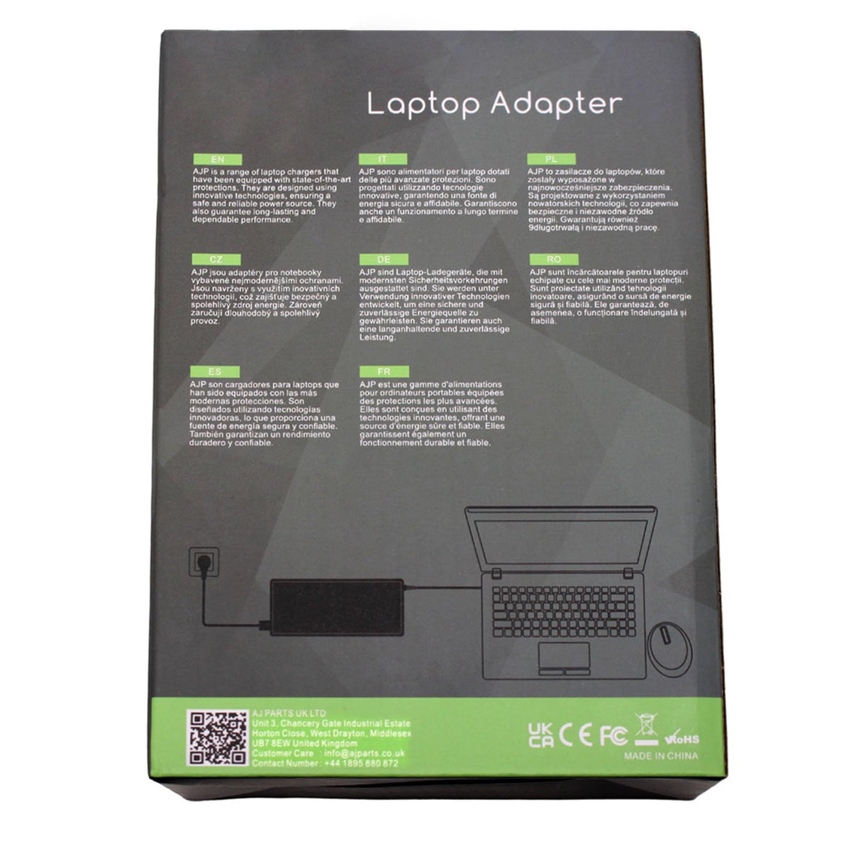 HP adapter with cable laid out to show scale and portability for travel convenience