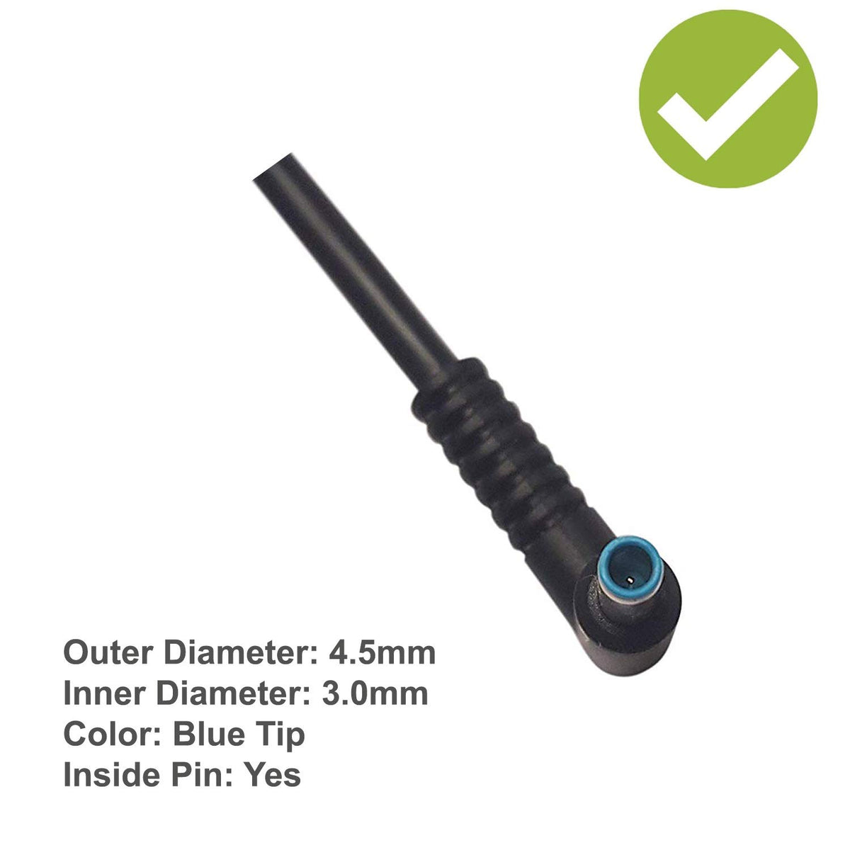 HP adapter plugged into laptop charging port, dependable charging on desk
