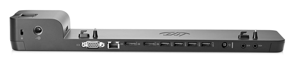 HP D9Y32AA UltraSlim Dock front view with four USB 3.0 ports for fast transfers