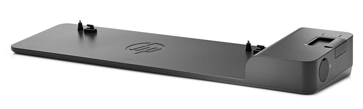 HP D9Y32AA UltraSlim Dock side view highlighting DisplayPort and VGA for versatile displays