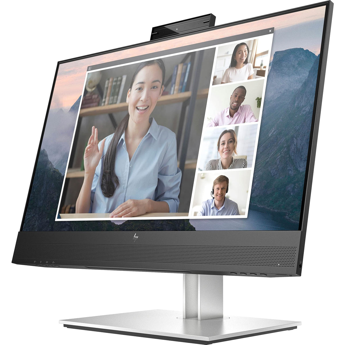 HP E24mv G4 monitor front view delivering a crisp video-call ready image