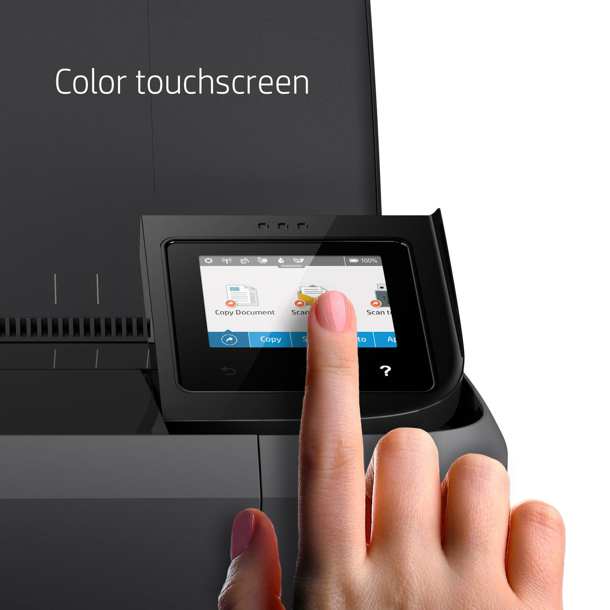 HP OfficeJet 250 auto document feeder simplifies multi-page scans and copies.