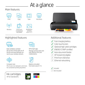 HP OfficeJet 250 long battery life supports hours of portable work.