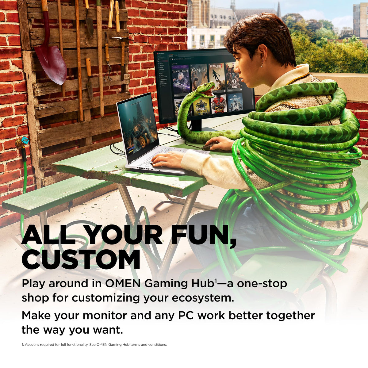 HP Omen 23.8-inch monitor includes power cord and DisplayPort cable.