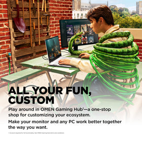 HP Omen 23.8-inch monitor includes power cord and DisplayPort cable.