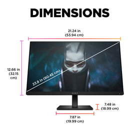 HP Omen 23.8-inch monitor settings interface demonstrates OMEN Hub customization.