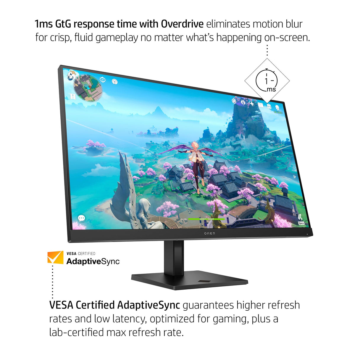 HP OMEN 32q 165Hz refresh rate supports smooth motion and reduced blur.