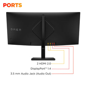 HP OMEN 34c G2 OMEN Hub enables quick customization and monitoring.