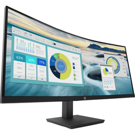 HP P34hc G4 curved monitor built-in speaker adds desk-ready audio.
