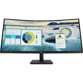 HP P34hc G4 curved monitor USB-C charging powers while you work.