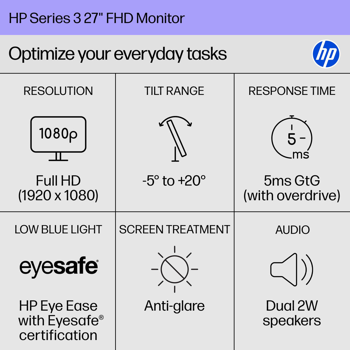 HP Series 3 with IPS panel offers wide viewing angles for shared work sessions
