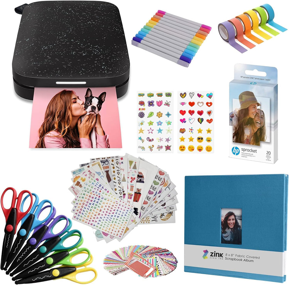 HP Sprocket 2x3 printer front view, compact and portable for on-the-go prints