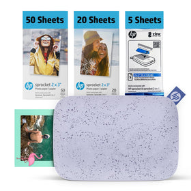 HP Sprocket 2x3 purple printer front view for portable on-the-go photo printing