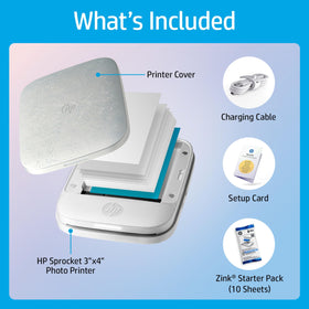 HP Sprocket 3x4 compact travel size fits in a bag for easy printing.