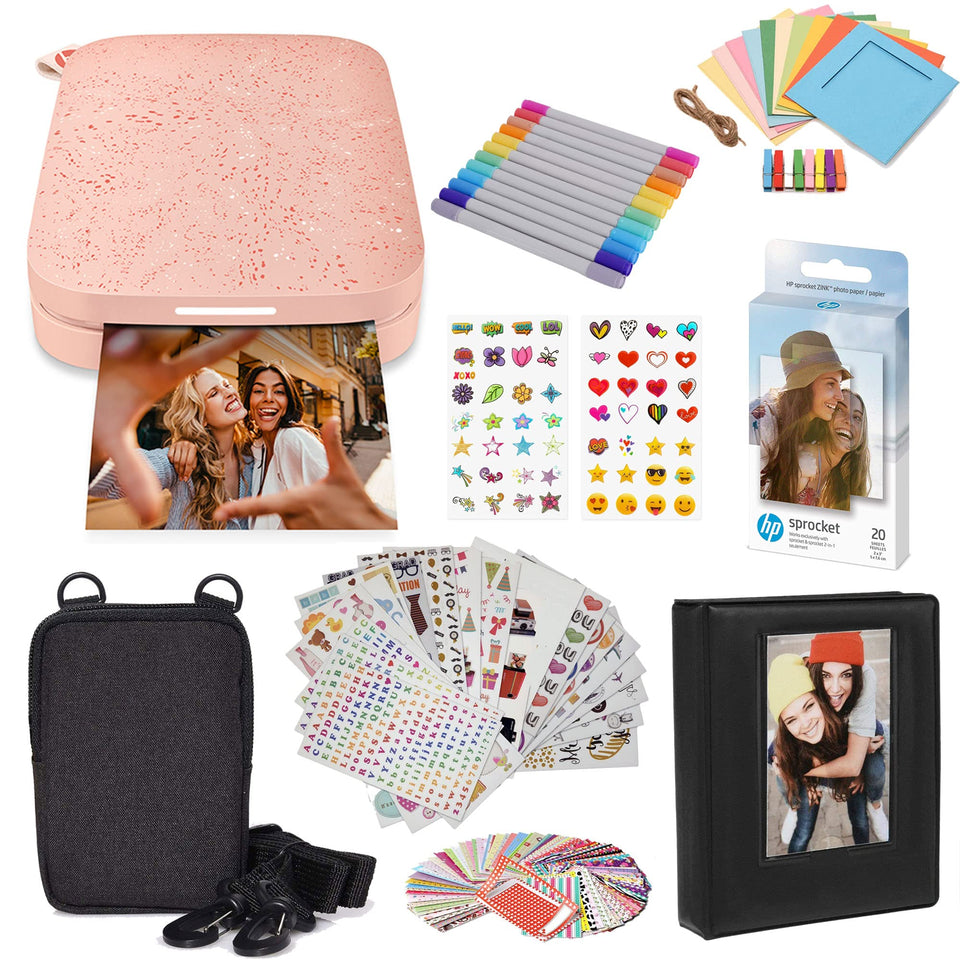 HP Sprocket blush pink printer delivers instant 2x3 color prints from your phone.