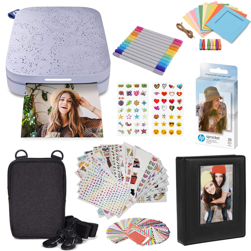 HP Sprocket Lilac printer front view for on-the-go color prints.
