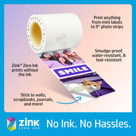 HP Sprocket Panorama cutter button for quick print separation.