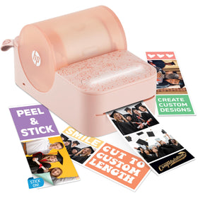 HP Sprocket Panorama pink front view; compact, portable photo printing on the go