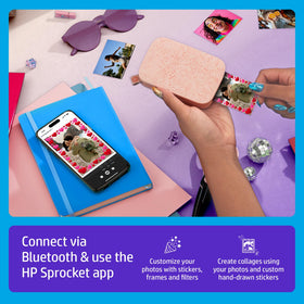 HP Sprocket printing a 2x3 photo on sticky-backed paper