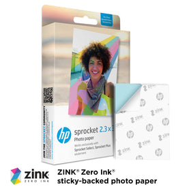 HP Sprocket Select Eclipse 20-sheet paper pack enables quick printing.